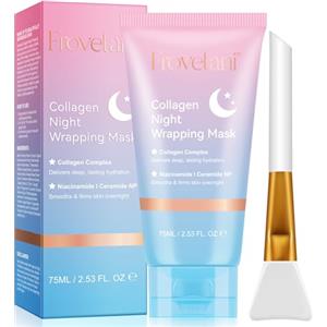 QLIGES Maschera Collagene Viso- Collagen Night Wrapping Mask Korean Skincare Overnight, levigante e rassodante per una pelle radiosa, profondamente idratante, adatta alla pelle sensibile