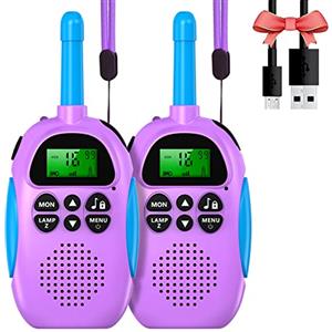 uleway Walkie Talkie Bambini Ricaricabili Longue Portée, Ricetrasmittenti 16 Canali con LCD Retroilluminato Funzione VOX Blocco Tastiera Torcia, Regalo per Ragazze e Ragazzi di 3-12 Ann