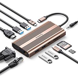 ORICO 12 in 1 USB C Docking Station, HDMI 4K, VGA 1080P, PD 100W, RJ45, 4 USB 3.0, SD/TF, AUX, 5Gbps USB C Dock Compatibile per Windows/Mac OS