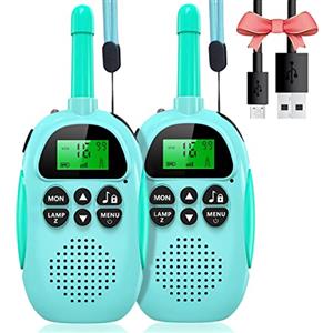 Uleway Walkie Talkie Bambini Ricaricabili Longue Portée, Ricetrasmittenti 16 Canali con LCD Retroilluminato Funzione VOX Blocco Tastiera Torcia, Regalo per Ragazze e Ragazzi di 3-12 Ann (Blu e Blu)…