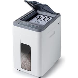 Lapsight Distruggidocumenti Commerciale Automatico da 400 Fogli: Non-Stop, Microtaglio P-5 Trita Carta da Ufficio Casa, Trituratore Carta/Carte/Graffette, Trita Documenti con Cestino da 50 L e Ruote