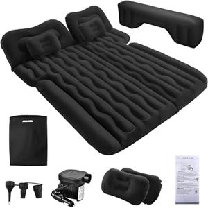 FORMIZON Materasso Auto, 180 * 140cm Materasso Gonfiabile Macchina, Letto Gonfiabile Auto con Pompa ad Aria e 2 Cuscini per SUV più Spesso Letto per Viaggi in Campeggio All'aperto (Nero)