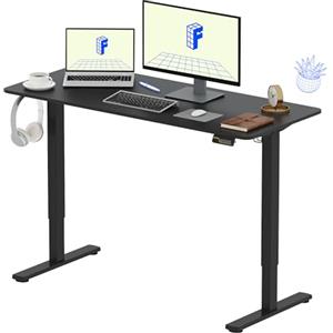 FLEXISPOT 140 * 60cm Scrivania Regolabile in Altezza,Con Ganci, Standing Desk Scrivania Elettrica Scrivania Motorizzata(Nero+Nero)