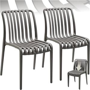TecTake®, Set da 2 sedie da giardino impilabili, sedia giardino esterno in plastica, sedie da esterno, terrazzo, sedie polipropilene, poltrone moderne, cucina, mobili, senza braccioli - Antracite