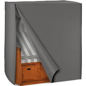 TecTake® Copertura per Lettino Prendisole da Giardino, Involucro Protettivo per Poltrona Sdraio con 2 Cerniere, Idrorepellente, Resistente alle Intemperie, Antigraffio, 120x80x145 - Grigio