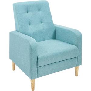 WOLTU Poltrona Relax, Poltrona Camera da Letto, con Gambe in Legno Massiccio, Poltrona da Salotto Moderna per Balcone del Soggiorno, Poltrona da Divano in Lino, Blu, SKS41bl