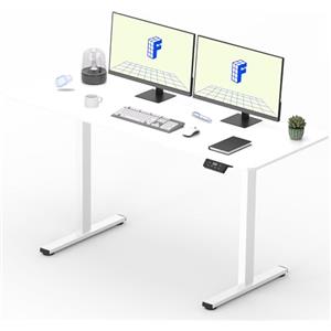 FLEXISPOT 140 * 60cm Scrivania Regolabile in Altezza,Con Ganci, Standing Desk Scrivania Elettrica Scrivania Motorizzata(Bianco+Bianco)
