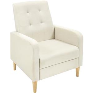 WOLTU Poltrona Relax, Poltrona Camera da Letto, con Gambe in Legno Massiccio, Poltrona da Salotto Moderna per Balcone del Soggiorno, Poltrona da Divano in Lino, Beige, SKS41be