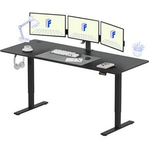 FLEXISPOT 200 * 80cm Scrivania Regolabile in Altezza Con Ganci Standing Desk Scrivania Elettrica Scrivania Motorizzata(Nero+Nero)