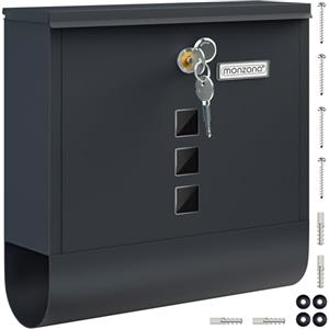 MONZANA® Cassetta Postale da Esterno 31x10x34 cm 2 Chiavi Targhetta Nome Cassette Lettere Box Posta da Muro Post Box Buca Portalettere Portagiornale