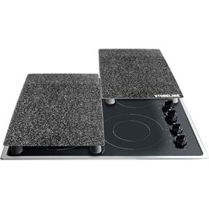 STONELINE Set di coprifornelli/taglieri, 2 pezzi, 52 x 30 x 0,5 cm, con piedini intercambiabili per usi diversi, nero