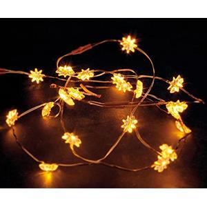 hellum 570830 - Catena di luci a LED, 20 LED, per interni, bianco caldo, motivo stella, funzionamento a batteria
