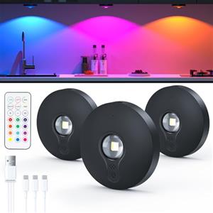TRUMPETS Ricaricabile Luci Led Armadio con Telecomando, Luci Led Senza Filo, Funzione Temporizzazione, Luce Vetrina Senza Fili per Mobili da Cucina e Armadio per Armadio Vetrina