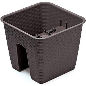 IMJ-Global Vaso per Fiori piante Quadrato Ratolla Railing Square Decorativo in Plastica Alto 23 cm da interno esterno 27x27 cm Quadrato Marrone Design Moderno 9 Litri