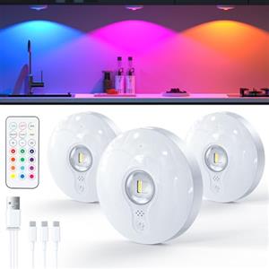 TRUMPETS Ricaricabile Luci Led Armadio con Telecomando, Luci Led Senza Filo, Funzione Temporizzazione, Luce Vetrina Senza Fili per Mobili da Cucina e Armadio per Armadio Vetrina