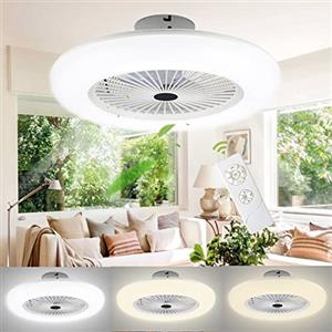 Lospitch 2 pezzi Ventilatore a Soffitto con Lampada 80W, Ultra-Silenzioso 3 Velocità Regolabile Fan Plafoniera con Telecomando per Soggiorno Camera da Letto Sala da Pranzo Cucina φ55cm