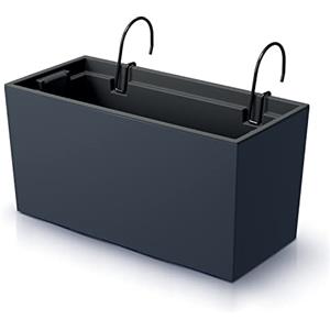 IMJ-Global Vaso per Fiori piante Rettangolare Urbi Case W Decorativo in Plastica Alto 20 cm da interno esterno 19x40 cm Rettangolare Nero Design Moderno 12 Litri