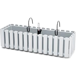 IMJ-Global Vaso per Fiori Piante Rettangolare Boardee Fancycase Decorativo In Plastica Alto 16 Cm Da Interno Esterno 58x18 Cm Bianco Design Moderno 17 Litri