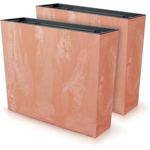 IMJ-Global Set di 2 Vasi per Fiori Piante Rettangolari Urbi Case Beton Effect In Plastica 58x18x49,8cm Da Interno Esterno Terracotta 44 Litri Design Moderni