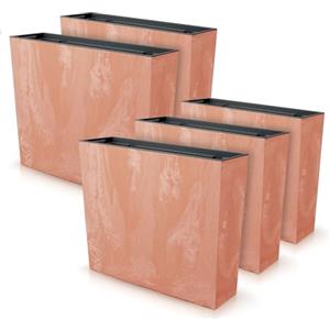 IMJ-Global Set di 5 Vasi per Fiori Piante Rettangolari Urbi Case Beton Effect In Plastica 58x18x49,8cm Da Interno Esterno Terracotta 44 Litri Design Moderni