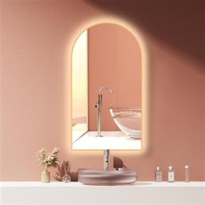 HOKO® San Diego - Specchio da Bagno a LED, con Appannamento, 50 x 90 cm/90 x 50 cm, con Telaio in Metallo Dorato, Montaggio Alto+Orizzontale, Interruttore Arco+Touch + Cambio Luce 2700 - 6500 K,