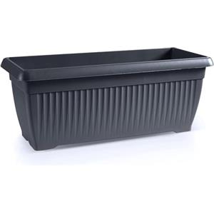 IMJ-Global Vaso Fioriera per piante Fiori TERRA Grande H27,7 da interno esterno Rettangolare Lungo Nero 30 Litri 70x30x27,7 cm design Classico in plastica da balcone Grigio Antracite