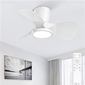Ateroll Ventilatore da Soffitto con Luce, Ø61cm, Dimmerabile 3CCT (3000K-4000K-5000K), Ventilatore da Soffitto 1500LM Con Telecomando, 4 Velocità, Timer, Adatto per Soggiorno, Cucina, Camera da Letto