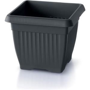 IMJ-Global Vaso Fioriera per piante Fiori TERRA Grande H35 da interno esterno Quadrato Nero 42 Litri 45x45x35 cm design Classico in plastica da balcone Grigio Antracite