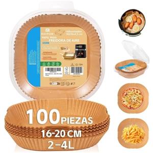 RAYPOW Carta Friggitrice Aria 16C100 Air Fryer Quadrato 100 Unità 16-20 cm Stampi Monouso per Forno BPA Free Accessori per Friggitrice Senza Olio da 2 a 8 litri (16-20 CM-quadrato-100 unità)