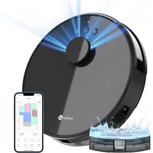 LEFANT M1 Robot Aspirapolvere Lavapavimenti con Mappatura,Navigazione LDS,4000 Pa Potente Aspirazione,150 min,Zona Vietata,Aspirapolvere Robot Sottile da Diam 32 cm Controllo App/Alexa,Nero