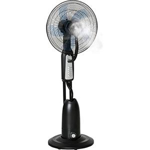 HOMCOM Ventilatore Nebulizzatore 90W con 4 Velocità e Serbatoio 2.8L, Ventilatore a Piantana con 4 Ruote in Metallo, PE e ABS, 44.5x44.5x120 cm, Argento e Nero