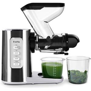 Fretta Estrattore di Succo a Freddo Lento, Professionale in Acciaio Inossidabile per Frutta e Verdura,Facile da Pulire,Estrattore con Motore DC Silenzioso，Alta resa di succo，Senza BPA