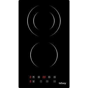IsEasy Doppia piastra di cottura in vetroceramica, doppia vetroceramica elettrica (3200 W, 2 fuochi, 29 cm, incassato, automatico, touch, timer, vetro-ceramica)