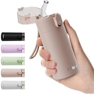 Exllena Borraccia Piccolo con Cannuccia 150ml, Bevi con Una Sola Mano, Thermos Piccolo A Tenuta Stagna - Doppia Parete Inox, Ideale per Caffè, Palestra e Viaggi (Marrone Caffè)