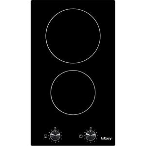 IsEasy Doppia vetroceramica elettrica, doppia piastra di cottura in vetroceramica - (3000 W, 2 fuochi, da incasso, automatico, touch, timer, vetro-ceramica) - Doppia zona (Comando a Manopola-3200W)