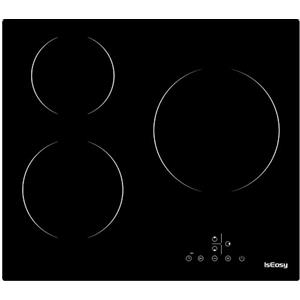 IsEasy Piastra di cottura in vetroceramica elettrica (6600 W, 3 fuochi, 60 cm, da incasso, automatica, touch, timer, vetro-ceramica) -3 zone