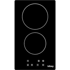 IsEasy Doppia vetroceramica elettrica, doppia piastra di cottura in vetroceramica - (3000 W, 2 fuochi, da incasso, automatico, touch, timer, vetro-ceramica) - Doppia zona