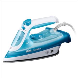 Braun FreeStyle3 FI3144BL Ferro da Stiro con 5 Anni di Assistenza, Risparmio Energetico, Tecnologia FreeGlide 3D, vapore 170g/min, AutoSpegnimento, Serbatoio acqua 270ml, 2400W,manico aperto, Blu