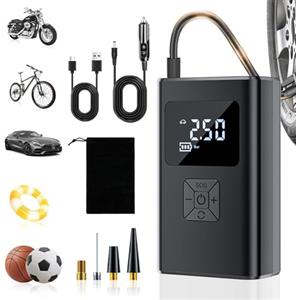 Anluomafuy Compressore Aria Portatile Auto, Mini Compressore Portatile con Schermo LCD Digitale e Torcia LED, 150PSI Gonfia Auto Pompa Elettrica per Bicicletta, Moto, Monopattino, Palloni