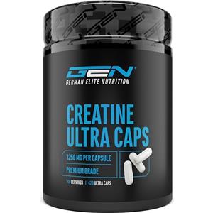 GEN GERMAN ELITE NUTRITION Creatina Ultra Caps - 420 capsule con 1250 mg ciascuna di creatina monoidrato pura - Premium: Ultrafine + Mesh Factor di 200 - Dosaggio elevato