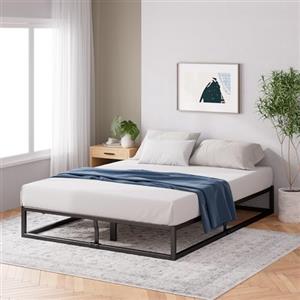 Zinus Joseph Letto 140x190 cm - Strutura letto 25 cm di altezza con contenitore sotto il letto - Struttura letto a piattaforma in metallo con supporto a doghe in acciaio - Nero