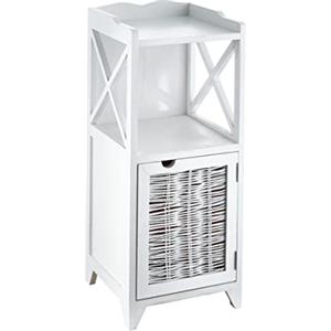 Baroni Home Comodino in Legno, Tavolino da Soggiorno o Bagno, Mobiletto Multiuso Sportello e Ripiani 30x30x73 cm