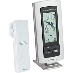 techno line Technoline Stazione meteo classica WS 9140 con radiosveglia, visualizzazione della temperatura interna ed esterna, argento, 7,3 x 2,5 x 15,8 cm