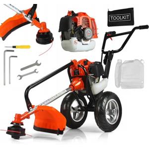 IMJ-Global Decespugliatore Tagliaerba a Scoppio a Ruote DEMON | Motore 2 Tempi | Raffreddamento ad Aria | 1,9 CV | Velocità Rotazione Max 9500 giri/min | Intervallo di Taglio del Filo 42 cm