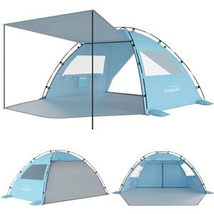 Elegear Tenda da Spiaggia Manuale per 6-7 Persone con Tettuccio per Campeggio Esterno, Tenda Portatile con Protezione UV UPF 50+, Facile da Installare, Dimensioni Famiglia, Blu Cielo