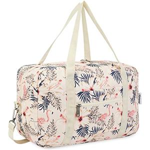 Narwey Bagaglio a Mano 40x20x25 Ryanair Borsone da Viaggio Pieghevole Aereo Borsa Palestra Borsa Weekend con Tracolla (Fenicottero Beige)