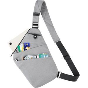 Tibroni Petto Borsa Crossbody, Tasca sul Petto da Uomo Donna, Multi-Pocket Crossbody Spalla et Monospalla Impermeabile Marsupio per Lavoro/Trekking/Ciclismo/Viaggio - Grigio