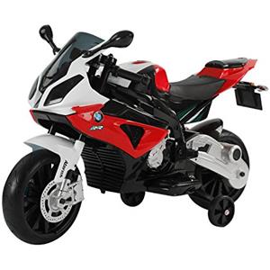 HOMCOM Moto Elettrica per Bambini 3-8 Anni con Licenza BMW, Velocità 2.5-5Km/h, Motocicletta Elettrica con Batteria 12V, Rotelle e Luci, 110x47x69 cm, Nero e Rosso