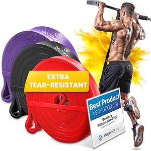 BeMaxx Banda Elastica di Resistenza + Programma di Allenamento - Fasce Elastiche Aiuto per Pull-Up | per Allenamento, Allungamento, Ginnastica | Palestra, Yoga, Pilates | Versatili, Duraturi, Resistenti