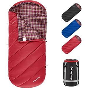 KingCamp Sacco a Pelo Invernale XXL 220 x 100 cm Extra Grande in Flanella Compatto 3 Stagioni per Adulti Sacchi a Pelo da Campeggio Leggero Impermeabile Inverno Adatto per Camping Viaggio Esterno